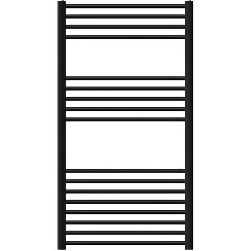 LuxeBath Radiateur de Salle de Bain Design Sahara, 750 x 1200 mm, Noir Mat, Forme Droite avec Connexion Latérale, Chauffe Porte Serviettes avec Kit