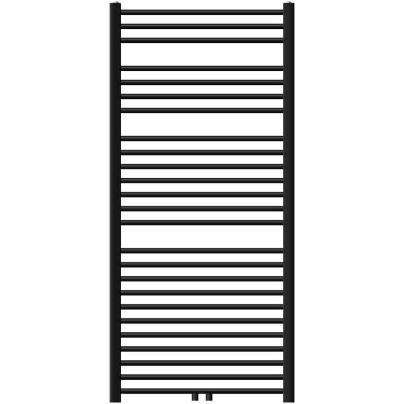 Luxebath - Radiateur de Salle de Bain Design Sahara, 750 x 1500 mm, Noir Mat, Forme Droit avec Connexion Central, sans Kit de Raccordement, Non