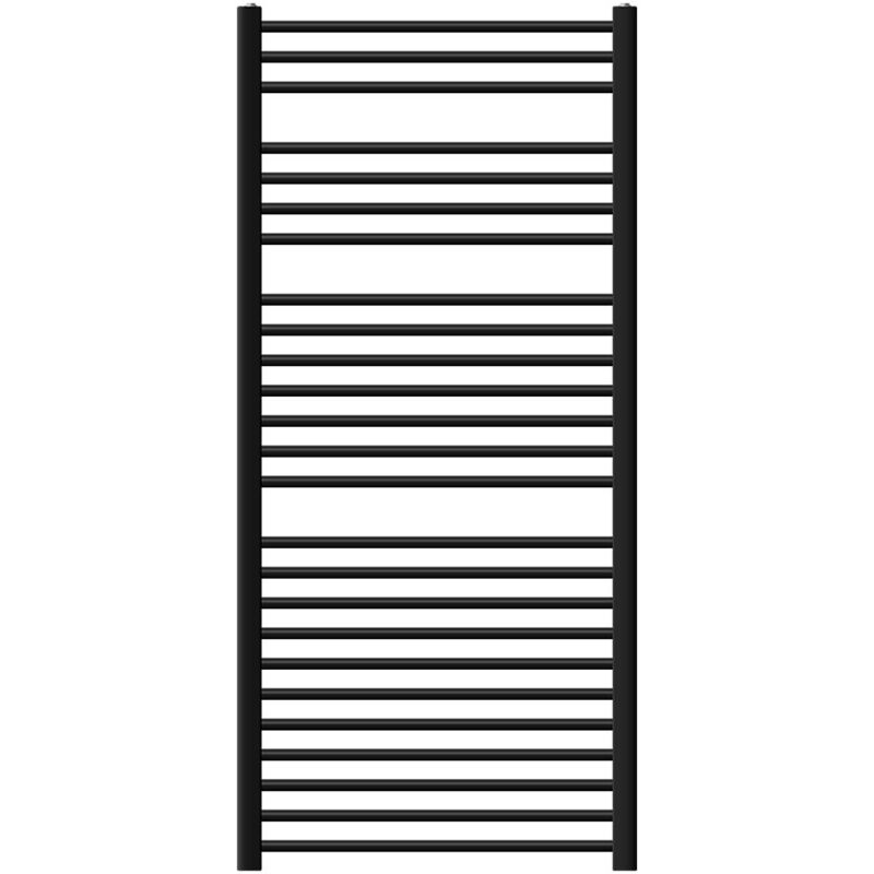 Luxebath - Radiateur de Salle de Bain Design Sahara, 750 x 1500 mm, Noir Mat, Forme Droite avec Connexion Latérale, Chauffe Porte Serviettes avec Kit