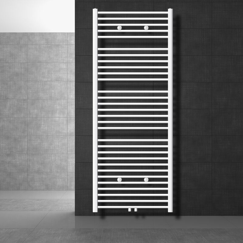 Luxebath - Radiateur de Salle de Bain Design Sahara, 750 x 1800 mm, Blanc, Forme Droit avec Connexion Central, sans Kit de Raccordement, Non