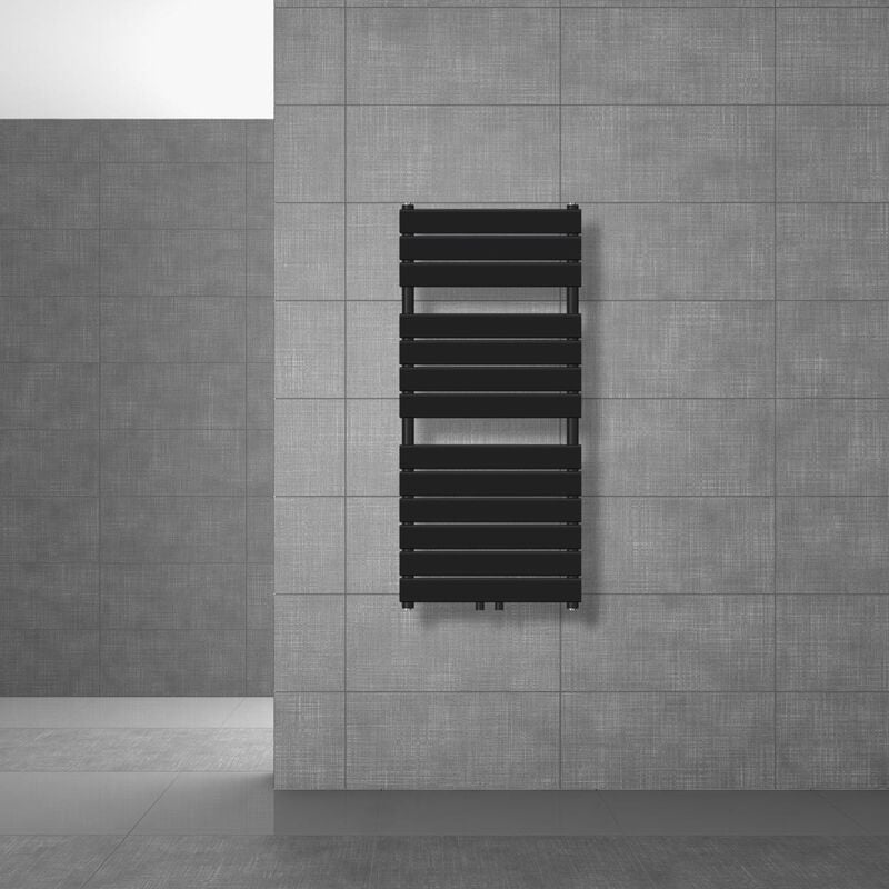 Luxebath - Radiateur de Salle de Bain Design Plat, 500 x 991 mm, Noir Mar, Raccord Central 50 mm, Monocouche, Vertical, Radiateur Design