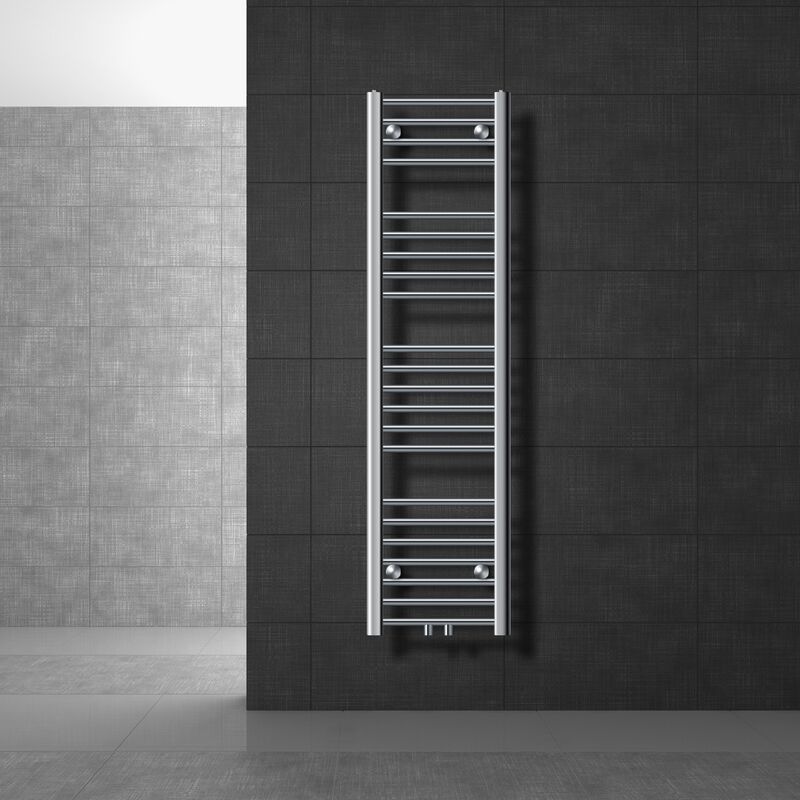 Luxebath - Radiateur de Salle de Bain Design Sahara, 300 x 1400 mm, Chrome, Forme Droit avec Connexion Central, sans Kit de Raccordement, Non