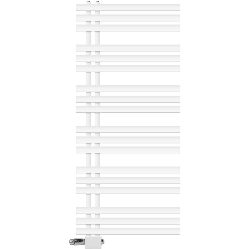 Luxebath - Radiateur Design Iron em 600x1400 mm Blanc Raccord Central au Bas avec Garniture de Raccordement Universel Forme d'Angle et de Passage +