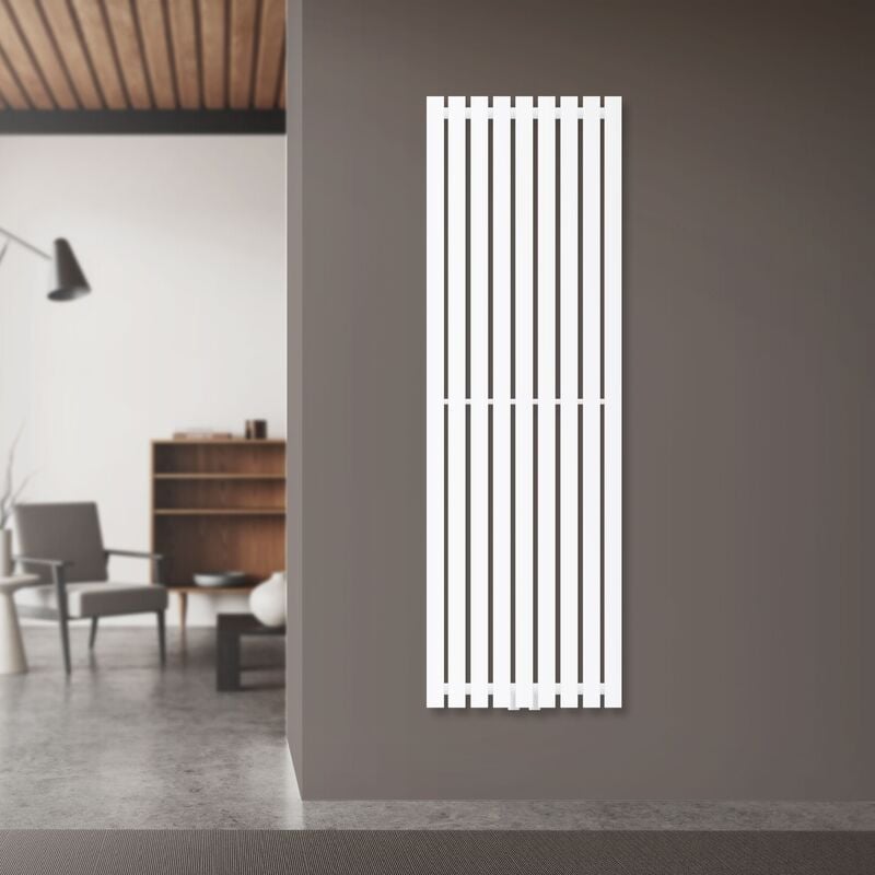 Luxebath - Radiateur à Panneaux Design Stella, 1400 x 480 mm, Blanc, avec Connexion Central, Plat, Vertical, Monocouche, Radiateur de Salle de Bain