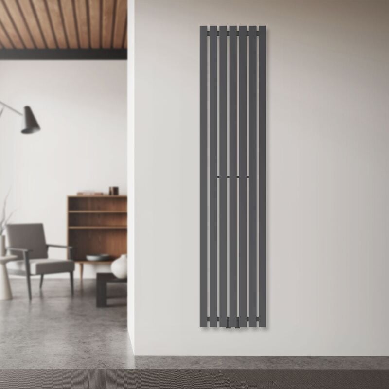 Luxebath - Luxe Bath Radiateur à Panneaux Design Stella 1600x370mm, Anthracite, Plat, Monocouche, Raccord Central, Radiateur Mural Vertical,