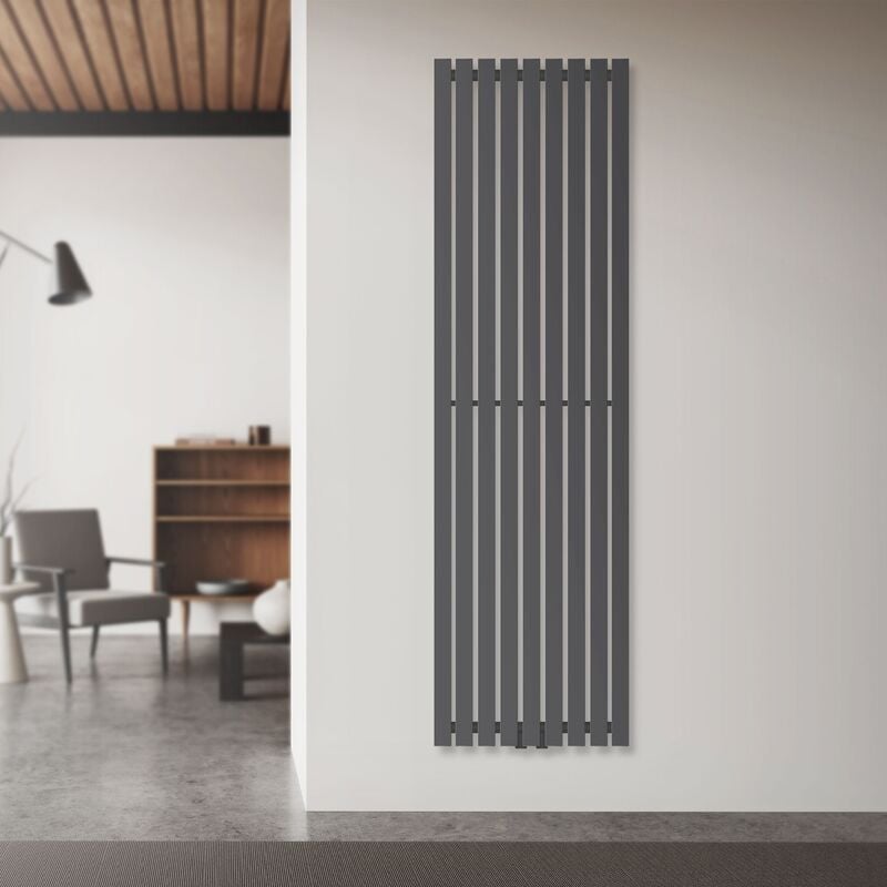 Luxebath - Radiateur à Panneaux Design Stella, 1600 x 480 mm, Anthracite, avec Connexion Central, Plat, Vertical, Monocouche, Radiateur de Salle de