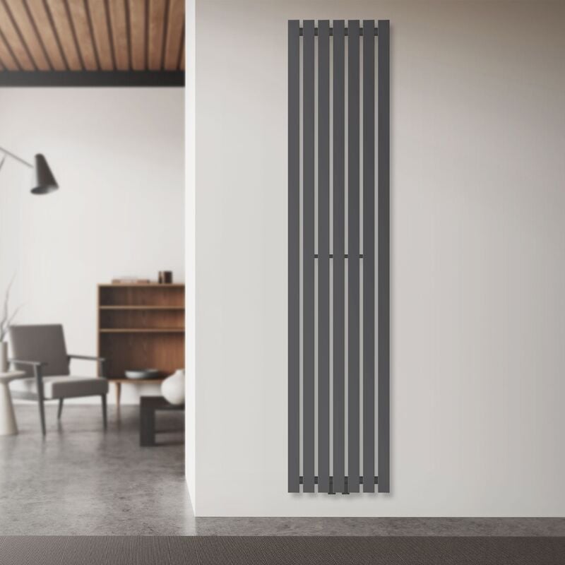 Luxebath - Radiateur à Panneaux Design Stella, 1800 x 370 mm, Anthracite, avec Connexion Central, Plat, Vertical, Monocouche, Radiateur de Salle de