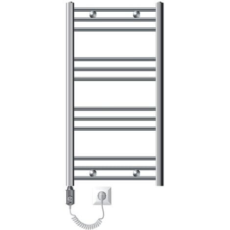 LuxeBath Radiatore da Bagno Elettrico Sahara 500x800 mm Cromato Diritto con Attacco Laterale Scaldasalviette con Elemento Riscaldante 600W Termostato e Display Digitale Termoarredo Riscaldamento