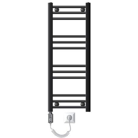 LuxeBath Scaldasalviette elettrico Sahara 300x800 mm Antracite Connessione laterale dritta e asta di riscaldamento 600W Termostato e display digitale, scaldasalviette con riscaldamento a cartuccia, sc