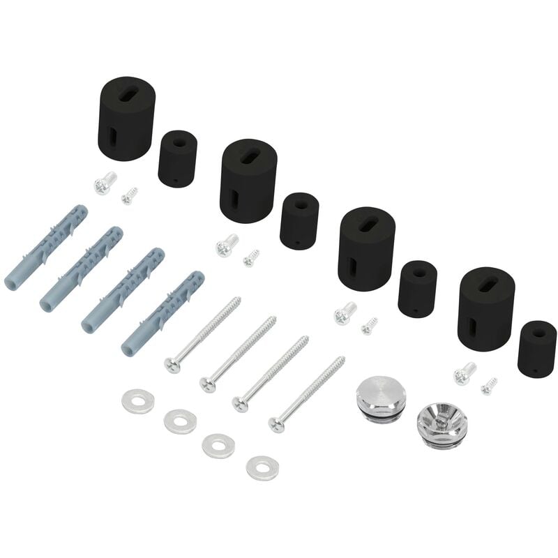 Support pour Radiateur Design de Salle de Bain - Noir Mat - Matériel de Montage: Supports Muraux, Vis et Chevilles, Vis de Support, Rondelles, Vanne