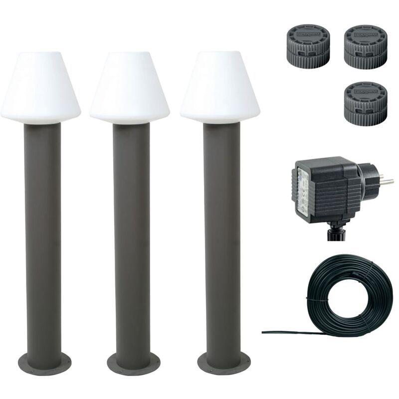 

Bolardo luminoso Melville 3 uds 12V 60cm gris antracita 89326 - Antracita - Luxform