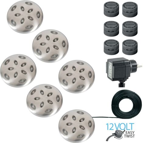 Luxform Focos empotrables de jardín Thalos 6 uds 12 V plateado 87665