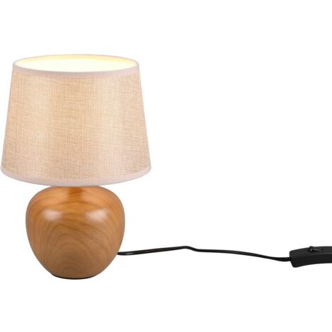 LUXOR LAMPADA TAVOLO BASE EFFETTO LEGNO E PARALUME BEIGE H. 26CM D. 18CM 1 LUCE ATTACCO E14
