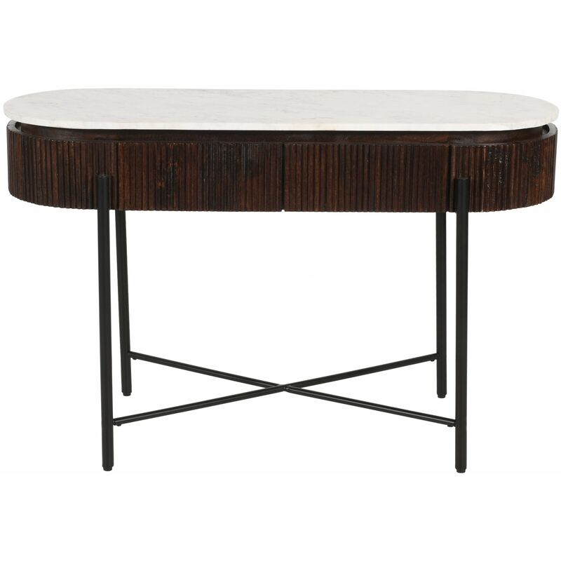 Luxor Mango Wood Console Table With Marble Top And Metal Legs