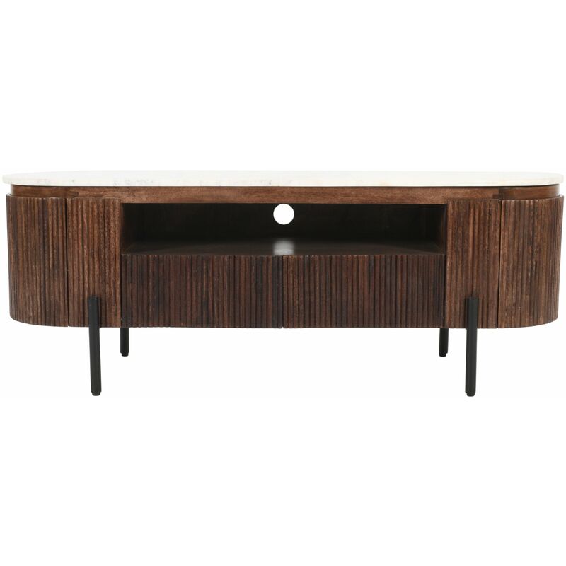 Luxor Mango Wood Tv Cabinet With Marble Top & Metal Legs