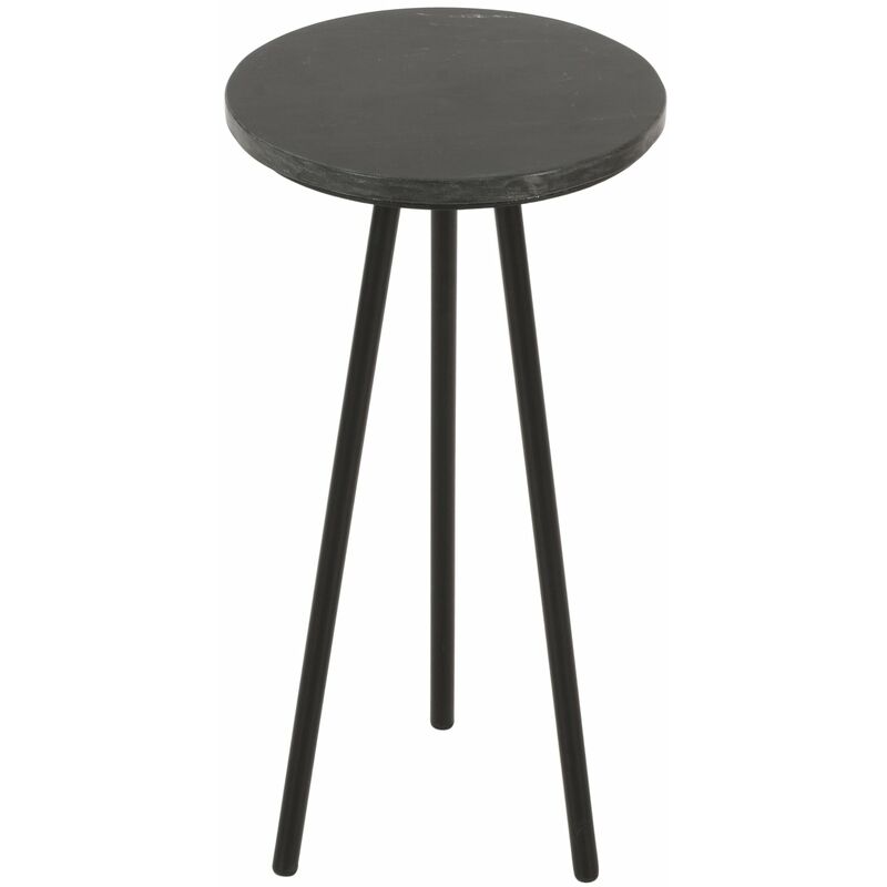 Luxor Side Table With Black Marble Top & Metal Legs