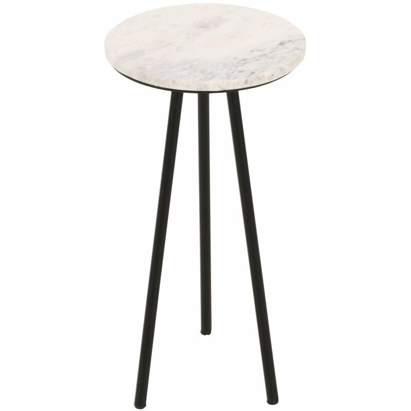 Luxor Side Table With White Marble Top & Metal Legs