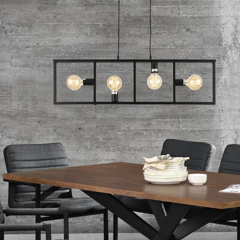 

Lámpara colgante 151 cm 4 soporte Araña con marco de la lámpara 100 x 4 x 28 cm Diseño Luz interior Metal Negro