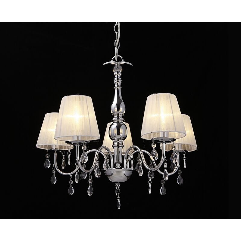 

Lux.pro - Lámpara de araña de cristal - blanca - E14 - Lámpara de techo moderna - 5 brazos Cromo