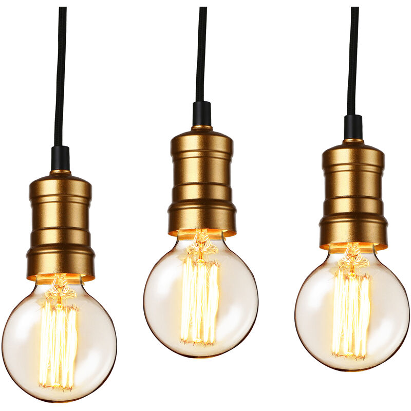 

Lux.pro - Set de 3 lámparas de techo moderna negro metal Edison vintage (E27) longitud 125cm