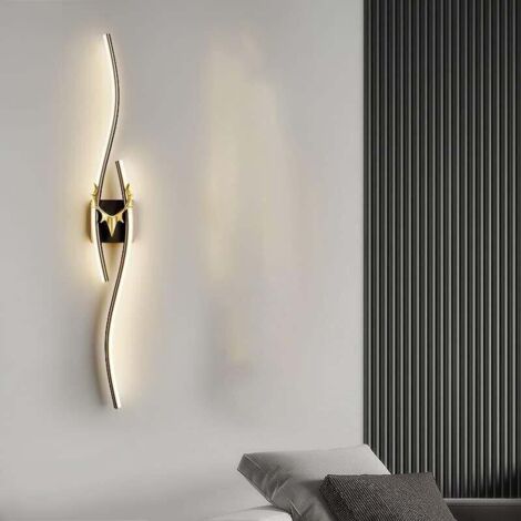 Luxuriöse, moderne LED-Wandleuchte mit goldenem Hirschgeweihmuster, schwarz, warmweiß (3000 K), für Schlafzimmer, Wohnzimmer, Flur, 100 cm, 24 W – Schwarz