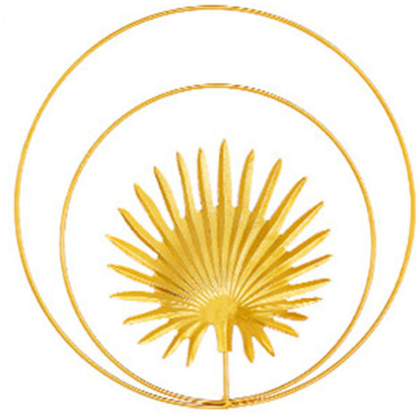 Luxuriöse runde Wanddekoration, leuchtendes Blattgold für das Wohnzimmer, doppelter Kreis aus Palmenblättern