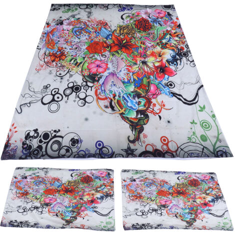 Luxuriöser Bettbezug und Kissenbezüge aus Polyester mit floralem Muster für das Schlafzimmer, 135 x 200 cm