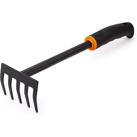Luxuriöser Gartenrechen, 9 cm breit, aus schwarz lackiertem Kohlenstoffstahl  Gartenrechen mit ergonomischem Griff für die Garten-, Balkon-, Gemüsegarten-, Terrassen- oder Bestattungspflege