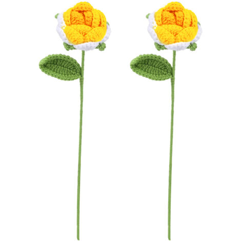 Luxuriöser künstlicher Blumenstrauß, 2-teilig, Milchweiße Baumwollrosen, Gelber Farbverlauf