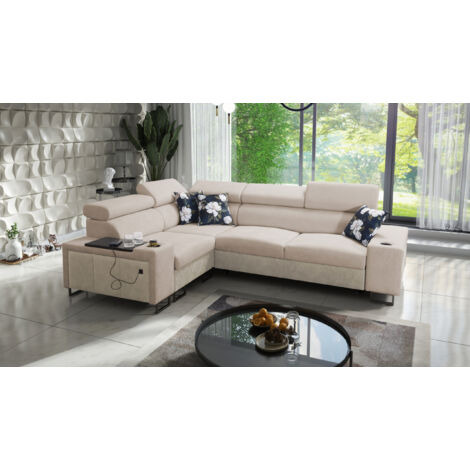 Luxuriöses Ecksofa mit Schlaffunktion MELODY II, für jede Einrichtung Tauro/Freya Beige/Dunkelbeige