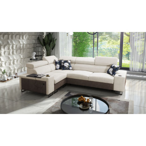 Luxuriöses Ecksofa mit Schlaffunktion MELODY II, für jede Einrichtung Tauro/Freya Braun/Beige Links