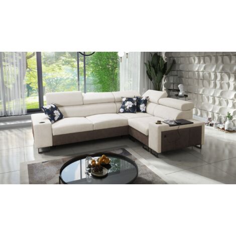Luxuriöses Ecksofa mit Schlaffunktion MELODY II, für jede Einrichtung Tauro/Freya Braun/Beige Rechts