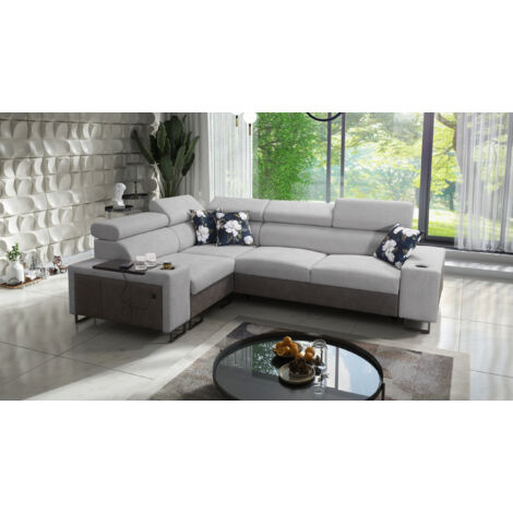 Luxuriöses Ecksofa mit Schlaffunktion MELODY II, für jede Einrichtung Tauro/Freya Graphit/Grau Links