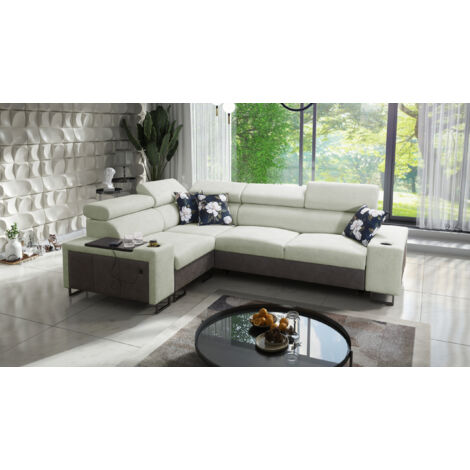 Luxuriöses Ecksofa mit Schlaffunktion MELODY II, für jede Einrichtung Tauro/Freya Graphit/Hellgrün L