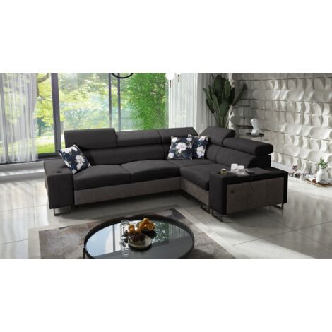 Luxuriöses Ecksofa mit Schlaffunktion MELODY II, für jede Einrichtung Tauro/Freya Graphit/Schwarz Re