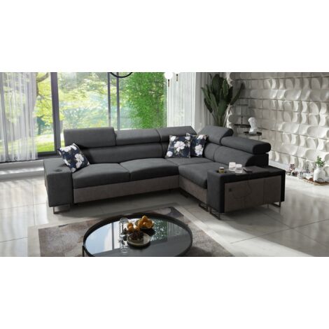 Luxuriöses Ecksofa mit Schlaffunktion MELODY II, Tauro/Freya Graphit/Anthrazit Rechts