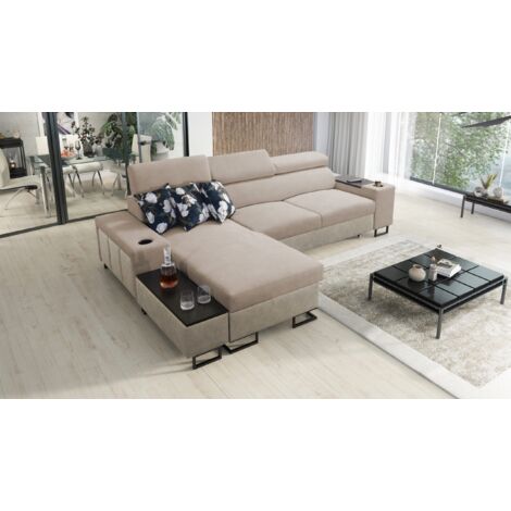 Luxuriöses, komfortables, modernes Ecksofa MELODY I MAXI  Tauro/Freya Beige/Dunkelbeige Links