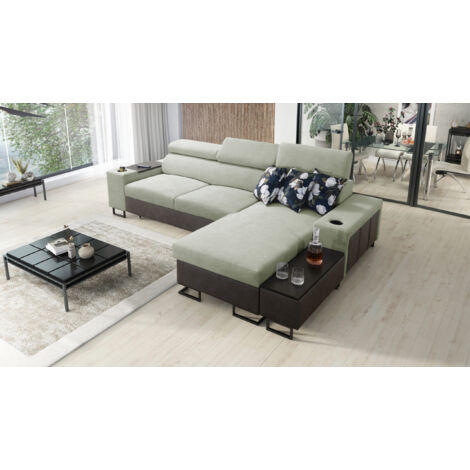 Luxuriöses, komfortables, modernes Ecksofa MELODY I MAXI  Tauro/Freya Graphit/Hellgrün Rechts