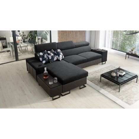 Luxuriöses, komfortables, modernes Ecksofa MELODY I MINI Tauro/Freya Graphit/Anthrazit Links