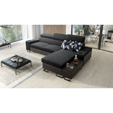 Luxuriöses, komfortables, modernes Ecksofa MELODY I MINI Tauro/Freya Graphit/Anthrazit Rechts
