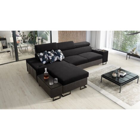 Luxuriöses, komfortables, modernes Ecksofa MELODY I MINI  Tauro/Freya Graphit/Schwarz Links