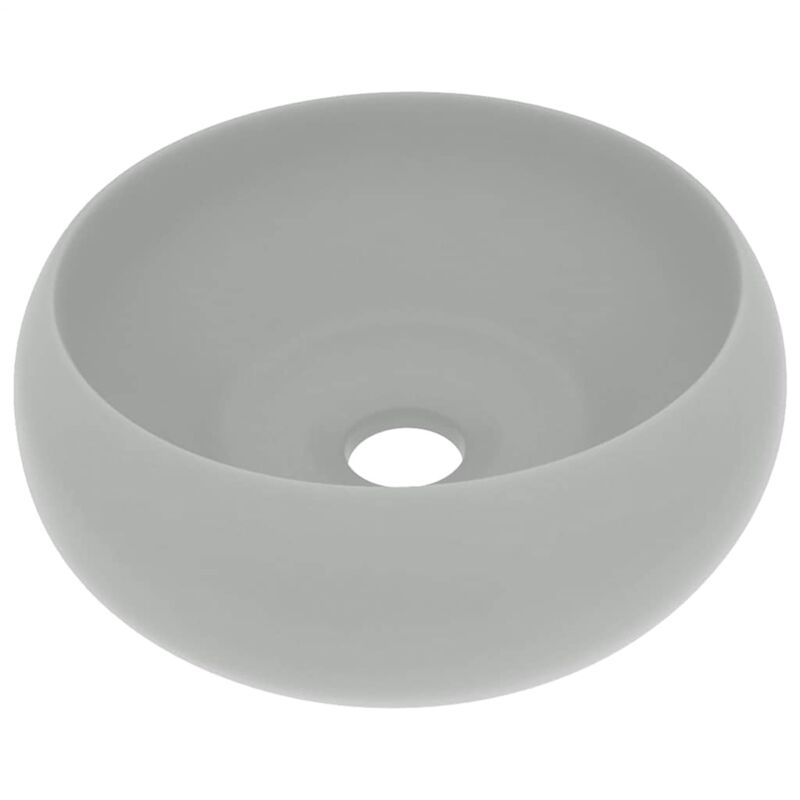 Luxuriöses Waschbecken Rund Matt Hellgrau 40x15 Cm Keramik - Vidaxl