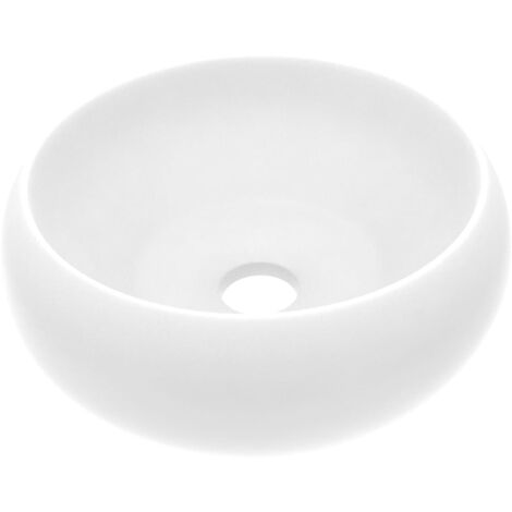 Luxuriöses Waschbecken Rund Matt Weiß 40x15 cm Keramik