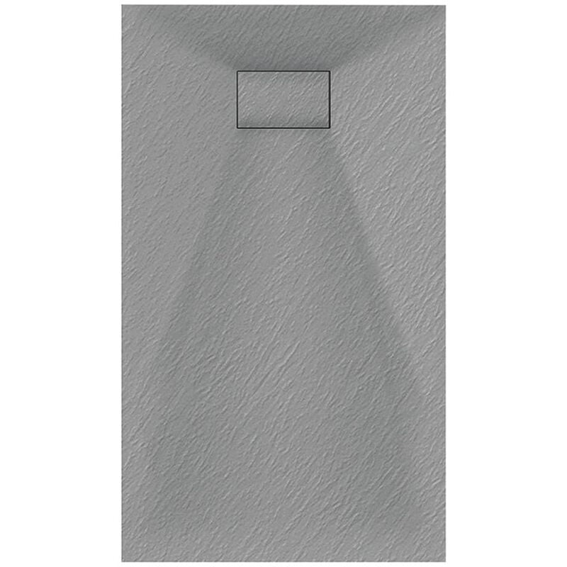 Luxury 700 x 1700mm Low Profile Textured Shower Tray and Waste - Grey