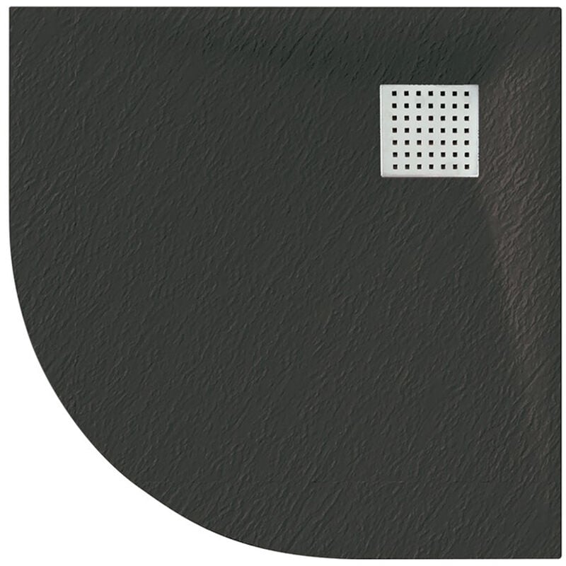 Luxury 800 x 800mm Low Profile Textured Quadrant Shower Tray and Waste - Quad Black