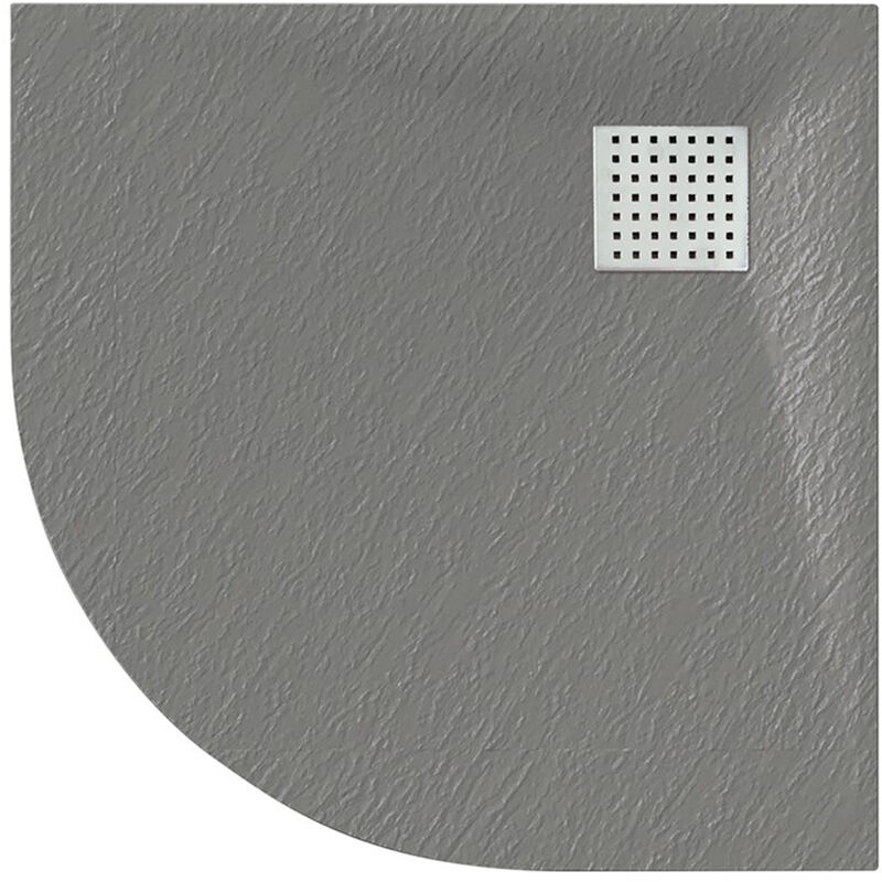 Gravity Bathrooms - Luxury 800 x 800mm Low Profile Textured Quadrant Shower Tray and Waste - Quad Grey