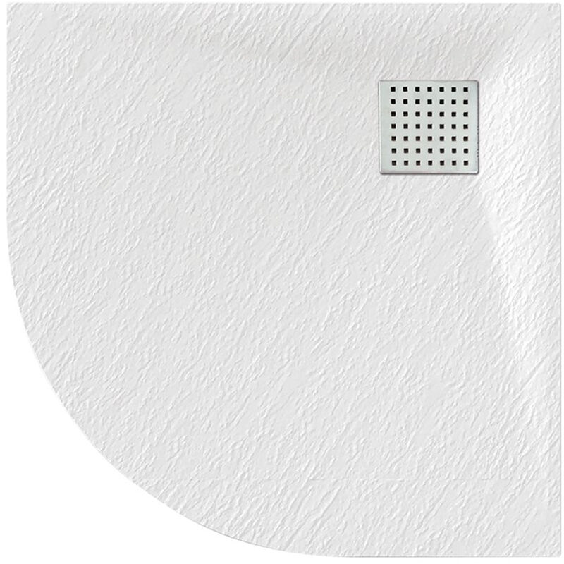 Luxury 800 x 800mm Low Profile Textured Quadrant Shower Tray and Waste - Quad White