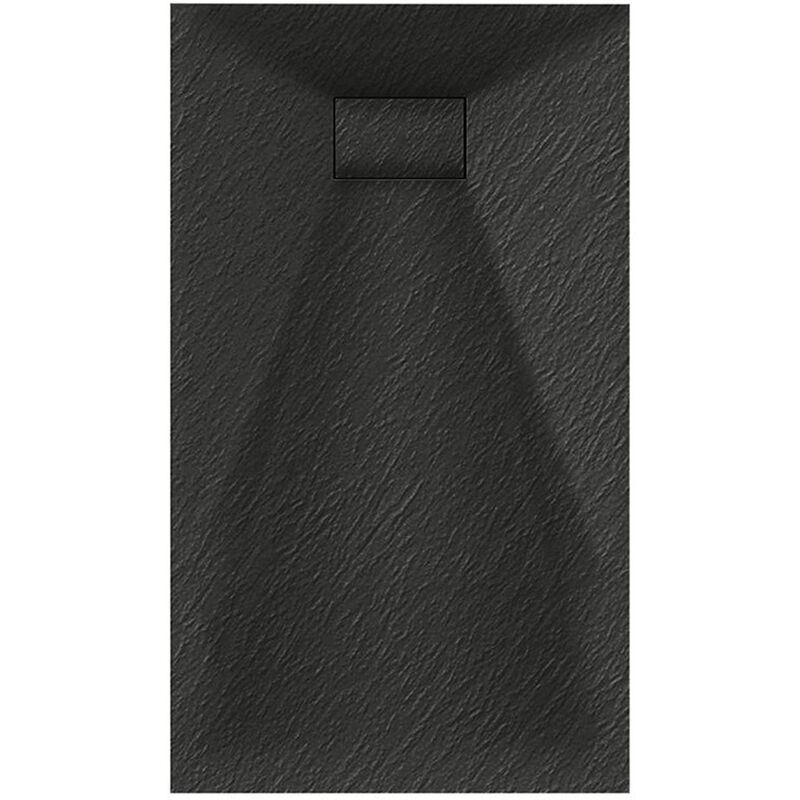 Luxury 900 x 1200mm Low Profile Textured Shower Tray and Waste - Black