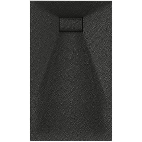 Luxury 900 x 1400mm Low Profile Textured Shower Tray and Waste - Black