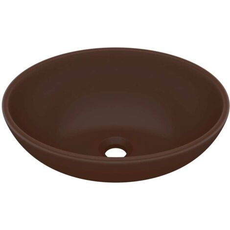 Luxury Basin Oval-shaped Matt Dark Brown 40x33 cm Ceramic vidaXL